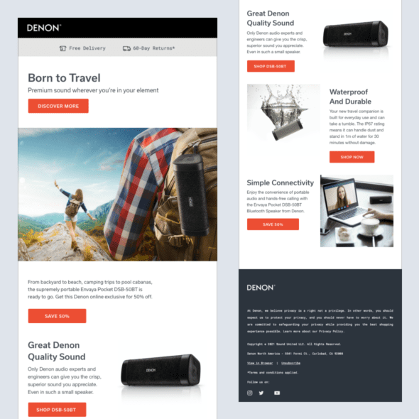 Denon Email Marketing, Email Design, HTML Emails